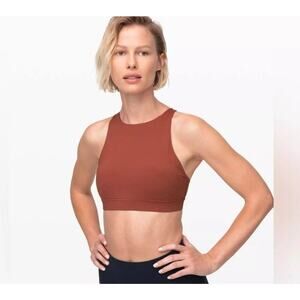 Lululemon Energy High Neck Rustic Clay Sz 4 Crossover Gym Workout Sports Bra